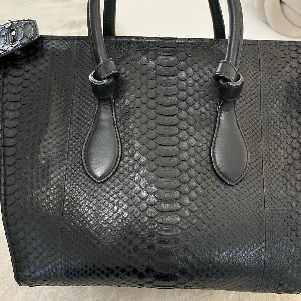 Celine Tie Knot Black Python Leather Tote Bag - image 4